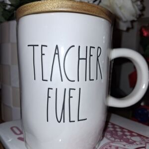 Rae Dunn White and Gold 'Teacher Fuel' Mug